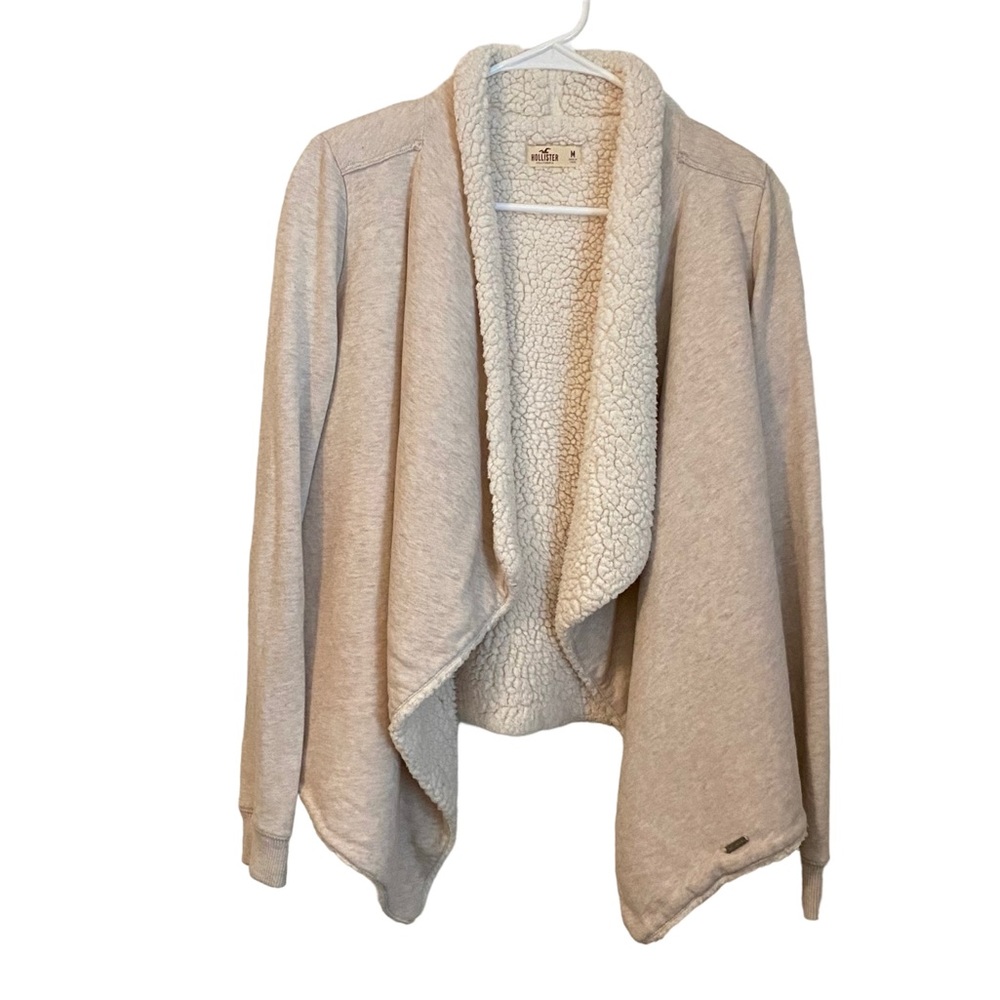 Hollister Cream Fleece Cardigan cotton blend Sweater Size M